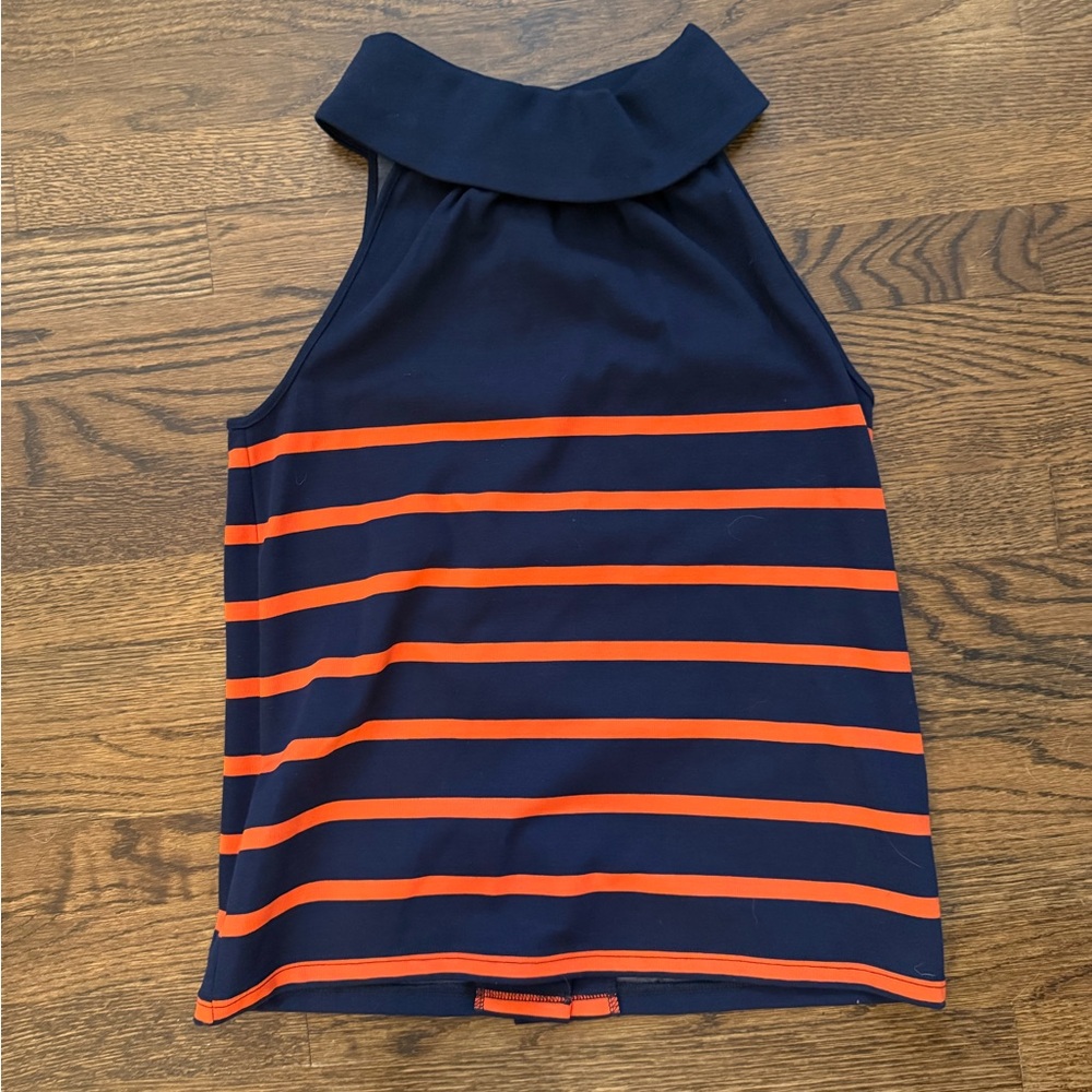 Sail to Sable Cowl Neck Navy and Orange Top